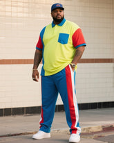 Men's Plus Size Casual Daily Simple Contrast Colorblock Short Sleeve Pants Suit